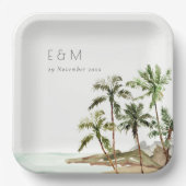 Monografische Hochzeit des tropischen Palmen Trees Pappteller (Vorderseite)