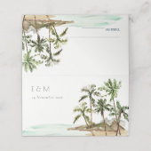 Monografische Hochzeit des tropischen Palmen Trees Platzkarte (Außenseite Aufgefaltet)