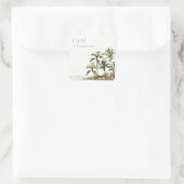 Monografische Hochzeit des tropischen Palmen Trees Quadratischer Aufkleber (Tasche)