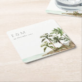 Monografische Hochzeit des tropischen Palmen Trees Rechteckiger Pappuntersetzer (angewinkelt)