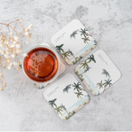 Monografische Hochzeit des tropischen Palmen Trees Rechteckiger Pappuntersetzer