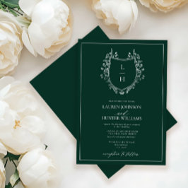 Monografische Hochzeit des Wappen Classic Green Wi Einladung