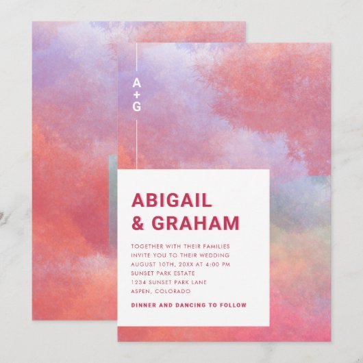 Monografische Hochzeit Einladung (Vorne/Hinten)