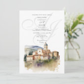 Monografische Hochzeit in Urlaubsort der Toskana Einladung (Stehend Vorderseite)