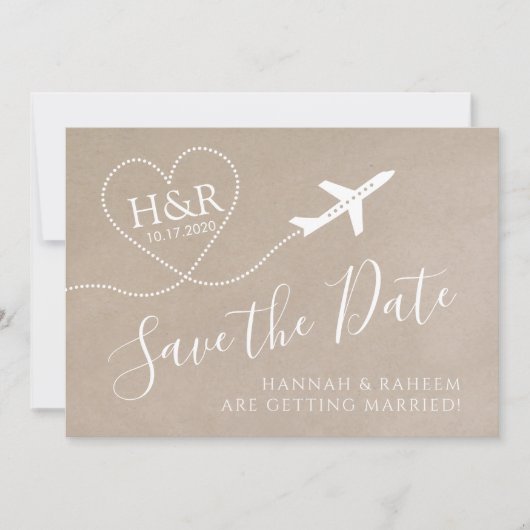 Monografische Hochzeit in Urlaubsort Save The Date (Vorderseite)