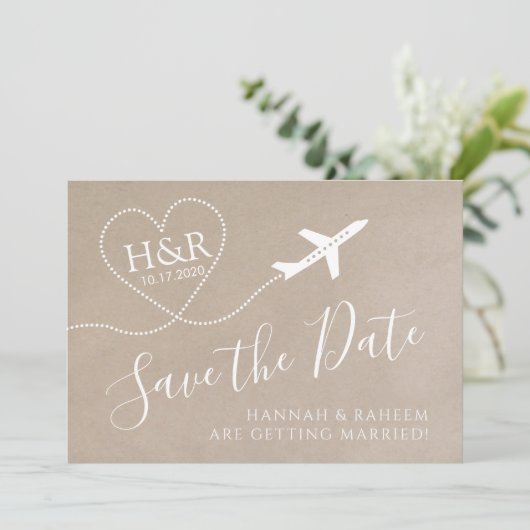 Monografische Hochzeit in Urlaubsort Save The Date (Stehend Vorderseite)