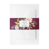 Monografische Hochzeit mit Burgund-Rustikal-Blush Einladungsbanderole (Vorderseite Beispiel)