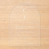 Monografische Hochzeit Moderner Minimaler Weißboge Acryleinladungen (Vorderseite)