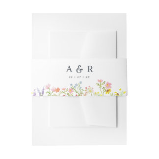 Monografische Hochzeit rustikaler Wildblumen Einladungsbanderole