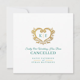 Monografische Hochzeit Stornierung Gold grün Ankündigung