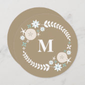Monografische Hochzeit von Beach Wreath Sand Dolla Einladung (Vorne/Hinten)
