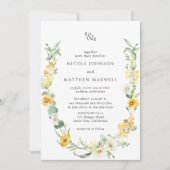 Monografische Hochzeit von Chic Yellow and White F Einladung (Vorderseite)