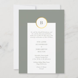 Monografische Hochzeit von Grün und Gold Foil Einladung