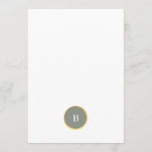 Monografische Hochzeit von Grün und Gold Foil Menükarte (Rückseite)