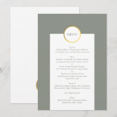 Monografische Hochzeit von Grün und Gold Foil Menükarte (Vorne/Hinten)