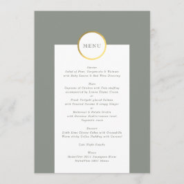 Monografische Hochzeit von Grün und Gold Foil Menükarte