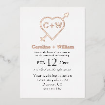 Monografische Hochzeit von Herz und Pfeil