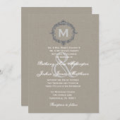 Monografische Hochzeit von Kieseln und Graurahmen  Einladung (Vorne/Hinten)