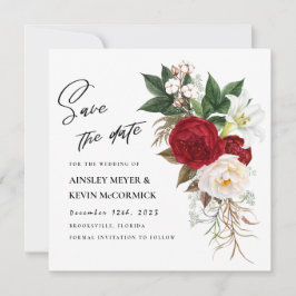 Monografische Hochzeit von Lush Red Floral Save The Date