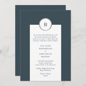 Monografische Hochzeit von Navy und Silver Foil Einladung (Vorne/Hinten)