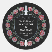Monografische Hochzeit von Red Sword Shield Runder Aufkleber (Vorderseite)