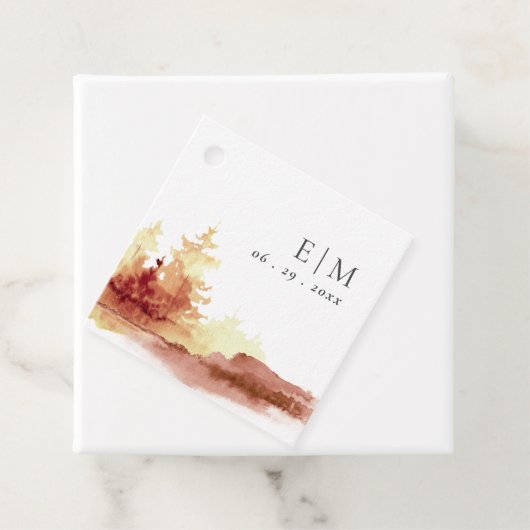 Monografische Hochzeit von Rostgelben Sträuchern Geschenkanhänger (Beispiel)