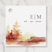 Monografische Hochzeit von Rostgelben Sträuchern Geschenkanhänger (Vorderseite)