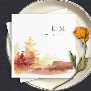 Monografische Hochzeit von Rostgelben Sträuchern Serviette