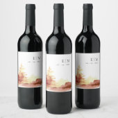 Monografische Hochzeit von Rostgelben Sträuchern Weinetikett (Flaschen)