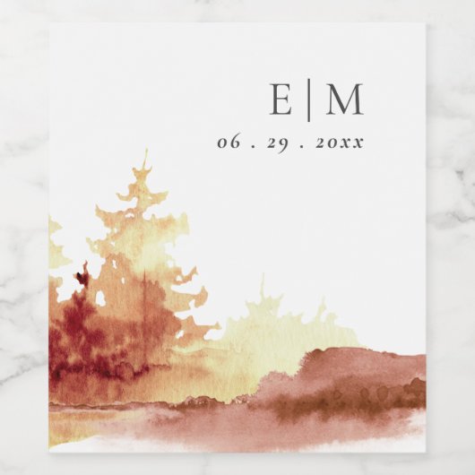 Monografische Hochzeit von Rostgelben Sträuchern Weinetikett (Einzelnes Label)