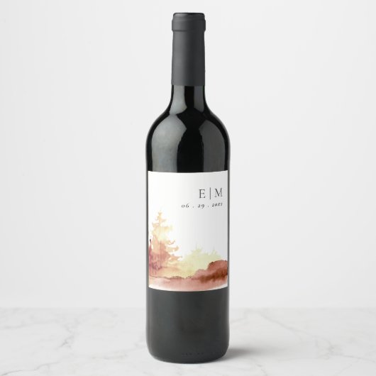 Monografische Hochzeit von Rostgelben Sträuchern Weinetikett (Vorderseite)