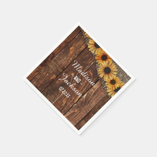 Monografische Hochzeit von rustikalem Holz und Bur Serviette (Ecke)