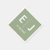 Monografische Hochzeit von Sage Green & White Serviette (Ecke)