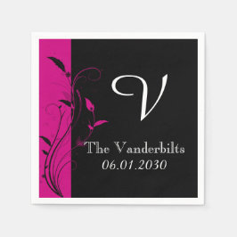 Monografische Hochzeit von Schwarz-Rosa Serviette