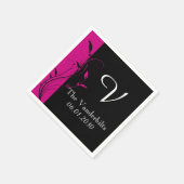 Monografische Hochzeit von Schwarz-Rosa Serviette (Ecke)