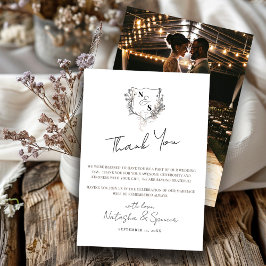 Monografische Hochzeit von Schwarz-Weiß-Wappen Dankeskarte