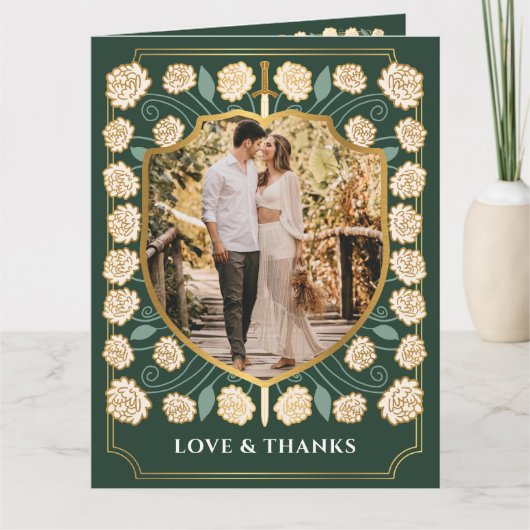 Monografische Hochzeit von Sword & Shield Dankeskarte (Vorderseite)