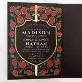 Monografische Hochzeit von Sword & Shield Dreifach Gefaltete Einladung (Innen Erste Seite)