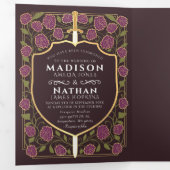 Monografische Hochzeit von Sword & Shield Dreifach Gefaltete Einladung (Innen Erste Seite)