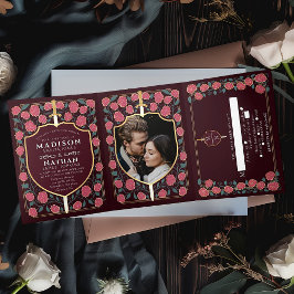 Monografische Hochzeit von Sword & Shield Dreifach Gefaltete Einladung