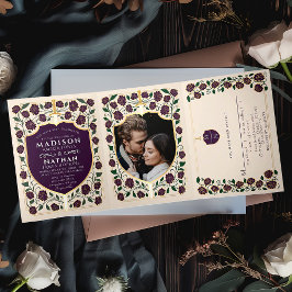 Monografische Hochzeit von Sword & Shield Dreifach Gefaltete Einladung