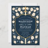 Monografische Hochzeit von Sword & Shield Einladung (Vorderseite)