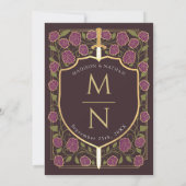 Monografische Hochzeit von Sword & Shield Einladung (Rückseite)