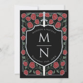 Monografische Hochzeit von Sword & Shield Einladung (Rückseite)