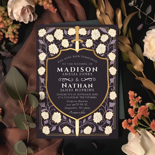 Monografische Hochzeit von Sword & Shield Einladung