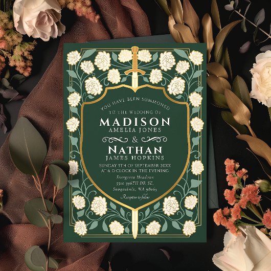 Monografische Hochzeit von Sword & Shield Einladung