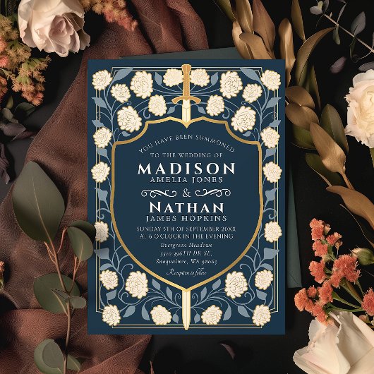 Monografische Hochzeit von Sword & Shield Einladung