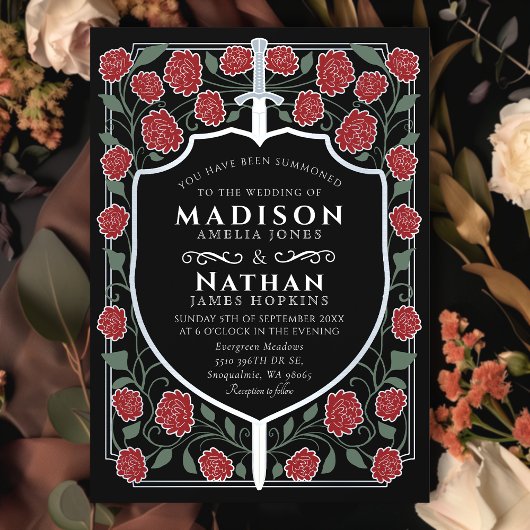 Monografische Hochzeit von Sword & Shield Einladung