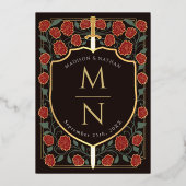 Monografische Hochzeit von Sword & Shield Folieneinladung (Rückseite)