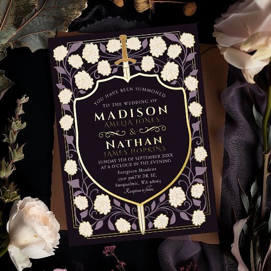 Monografische Hochzeit von Sword & Shield Folieneinladung